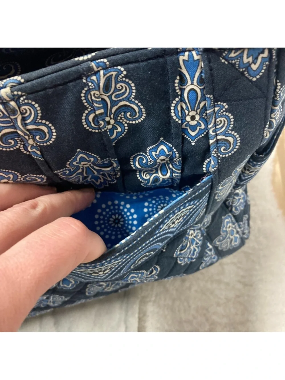 Vera Bradley Calypso Blue Paisley Purse Bag Multiple Compartments Zipper - Picture 7 of 13